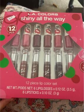 A68 la colors shiny all the way lipgloss and lipstick set
